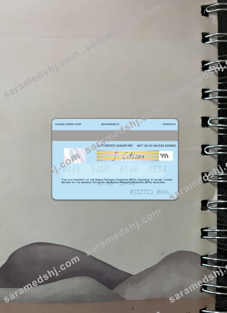 Andorra Banca Privada d'Andorra (BPA) visa card photolook back